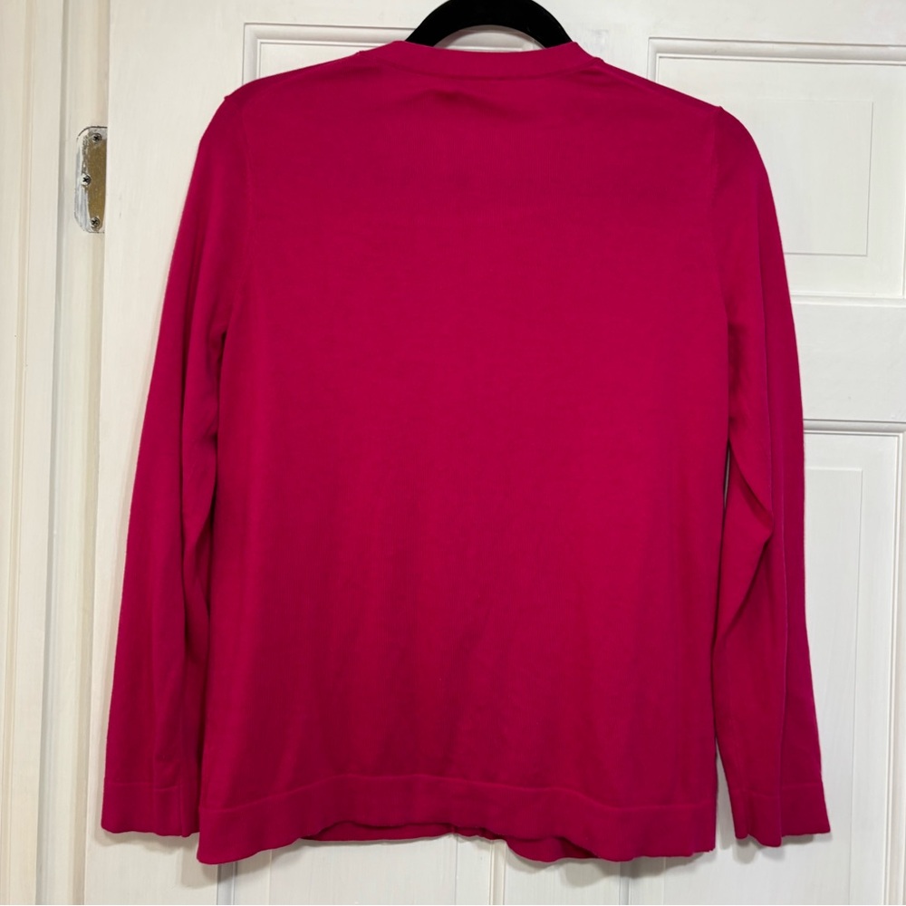 Talbots size SP raspberry color long sleeve v-neck cardigan - Picture 2 of 7